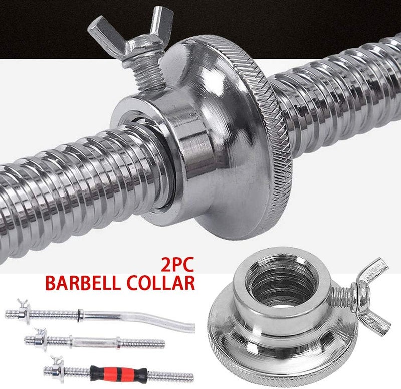 Calidaka 2pcs Standard Barbell Spin-Lock Collars Screw Clamps 0.91" Diameter Rubber Steel Anti-Slip Spin-Lock Collars for Dumbell Weight Lifting - Image 3
